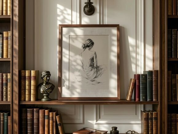 Download Parisian Library Bookcase Frame Mockup - Library Collection
