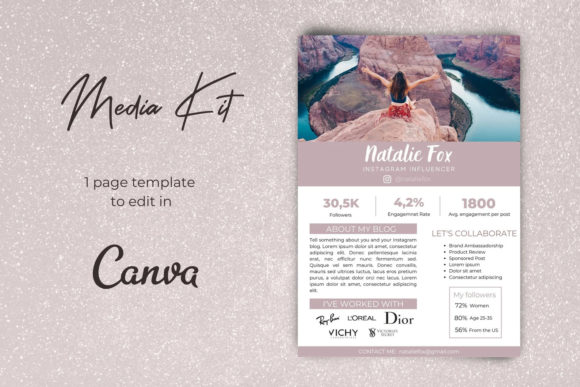 Download 1 Paged Influencer Media Kit Template - Premium Resources