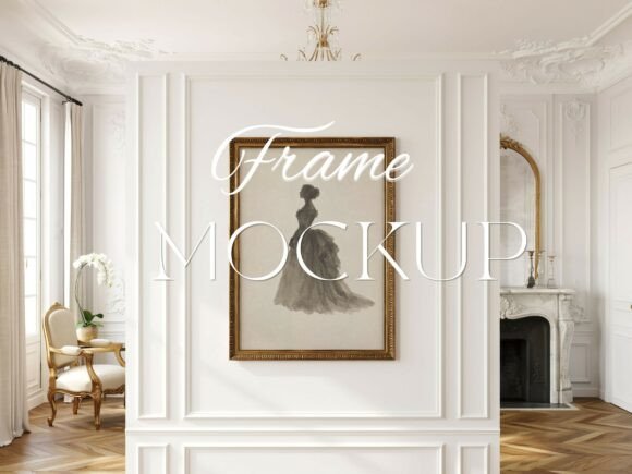Download Classic Ornate Frame Mockup White Wall - Premium Resources